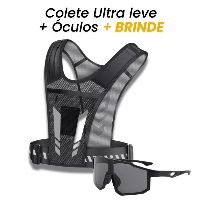KIT Performance PRO - Colete Corrida Ultraleve + Óculos Esportivo UV + Brinde Exclusivo [Treine com Conforto e Segurança]