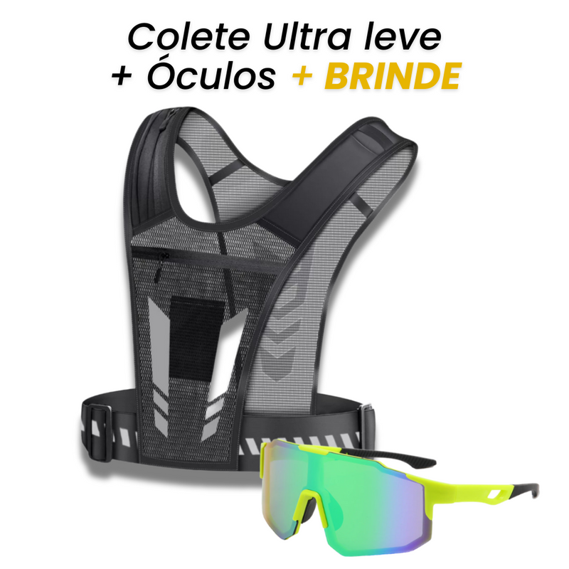KIT Performance PRO - Colete Corrida Ultraleve + Óculos Esportivo UV + Brinde Exclusivo [Treine com Conforto e Segurança]