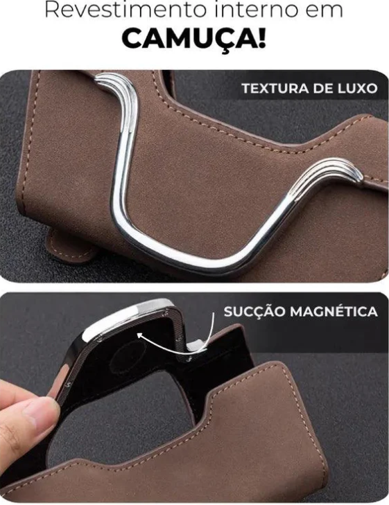 Porta Óculos Automotivo com Aba Magnética  LuxHold™ [Sofisticação e Segurança]