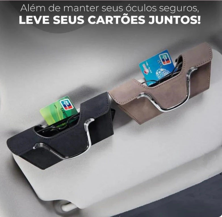 Porta Óculos Automotivo com Aba Magnética  LuxHold™ [Sofisticação e Segurança]