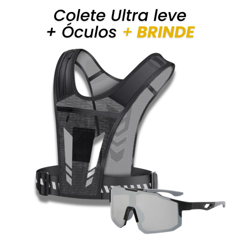 KIT Performance PRO - Colete Corrida Ultraleve + Óculos Esportivo UV + Brinde Exclusivo [Treine com Conforto e Segurança]