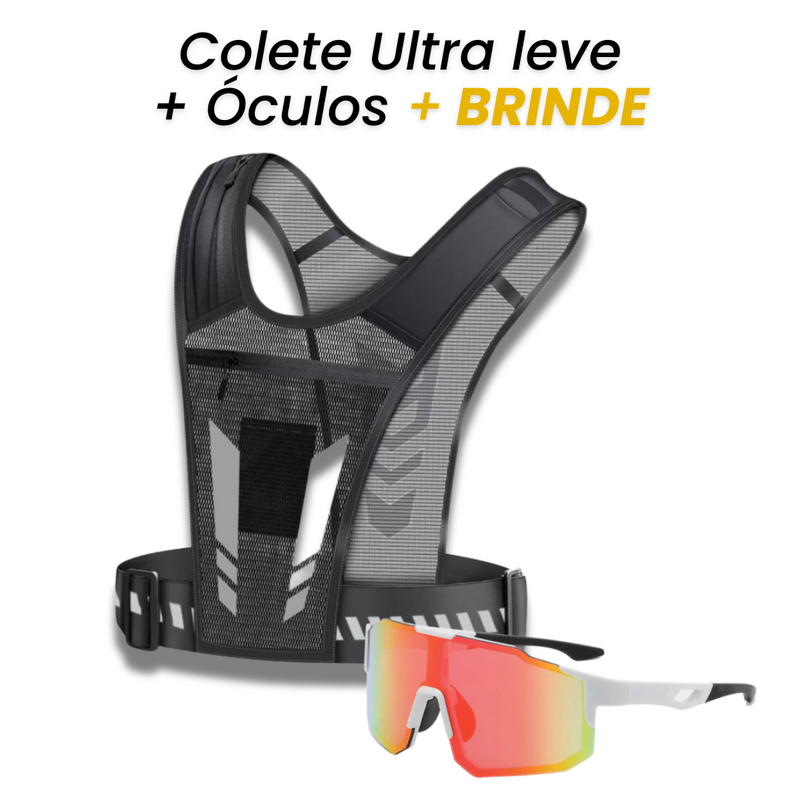 KIT Performance PRO - Colete Corrida Ultraleve + Óculos Esportivo UV + Brinde Exclusivo [Treine com Conforto e Segurança]